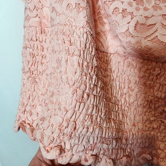 6X 30W Torrid Impatient Pink Lace Crop Top Smocked Square Neck Tank Adjustable - Picture 3 of 7